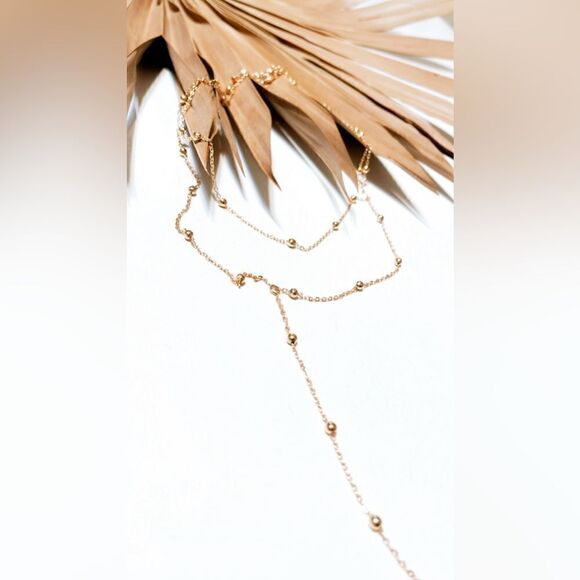 Gold ball drop necklace #1042 - Picture 3 of 3